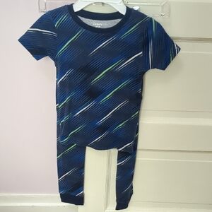 Carter's Navy and Lime Striped Pajama Set